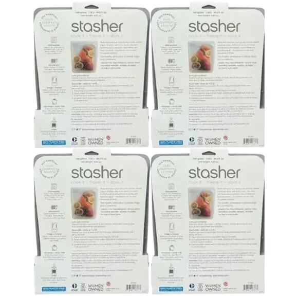 4-Piece Stasher Clear Reusable Food Storage Bags, 8.5"x"10.25x"1.5" - Picture 2 of 7